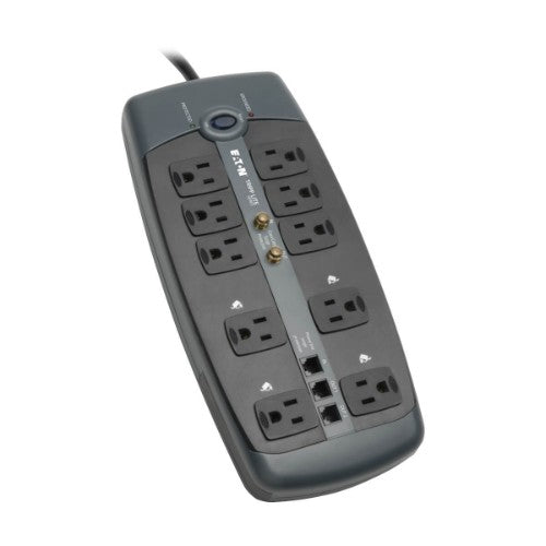 Tripp Lite TLP1008TELTV surge protector Black 10 AC outlet(s) 120 V 94.5" (2.4 m)