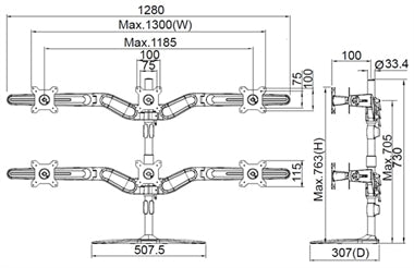 Amer Networks AMR6S monitor mount / stand 24" Black
