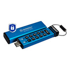 Kingston Technology IronKey Keypad 200 USB flash drive 256 GB USB Type-C 3.2 Gen 1 (3.1 Gen 1) Blue