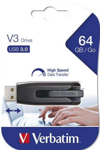Verbatim V3 USB flash drive 64 GB USB Type-A 3.2 Gen 1 (3.1 Gen 1) Black, Gray
