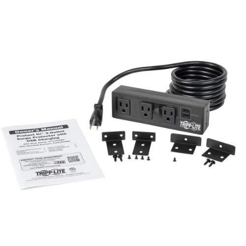 Tripp Lite TLP310USBS surge protector Black 3 AC outlet(s) 120 V 120.1" (3.05 m)