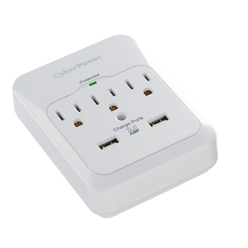 CyberPower CSP300WUR1 surge protector White 3 AC outlet(s) 125 V