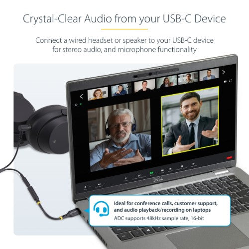 StarTech.com USBCAUDIO2 audio cable 5" (0.127 m) USB Type-C 2.0 3.5 mm Black