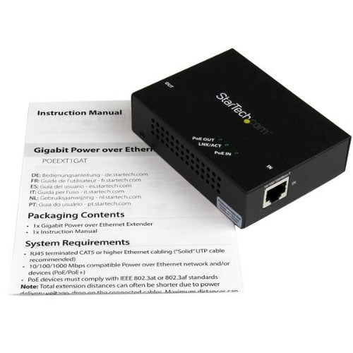 StarTech.com POEEXT1GAT network extender Network repeater Black