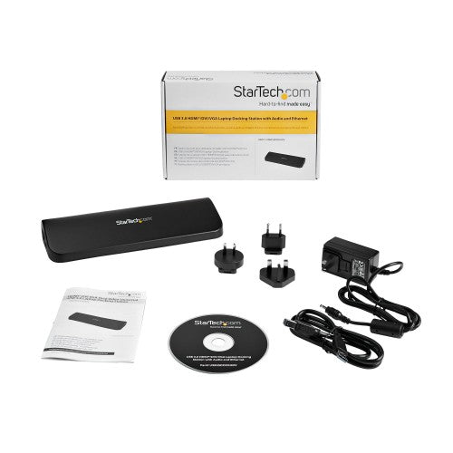 StarTech.com USB3SDOCKHDV laptop dock/port replicator Wired USB 3.2 Gen 1 (3.1 Gen 1) Type-B Black