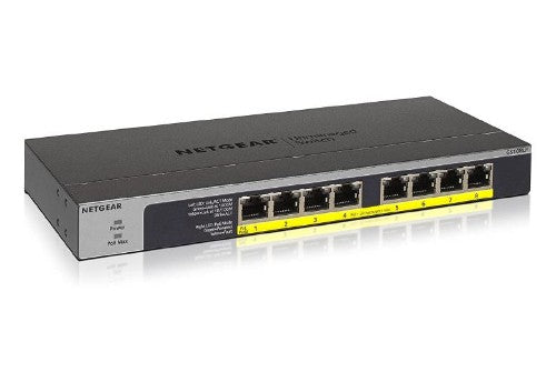 NETGEAR 8-PORT GIGABIT ETHERNET POE+ UNMANAGED SWITCH WITH 60W POE BUDGET (GS108 Gigabit Ethernet (10/100/1000) Power over Ethernet (PoE) 1U Black, Gray