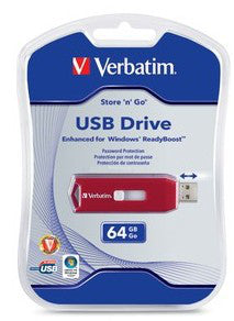 Verbatim 64GB Store 'n' Go USB Drive USB flash drive USB Type-A 2.0 Red