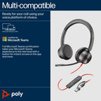 HP Poly Blackwire 8225 Stereo Microsoft Teams Certified USB-C Headset +USB-C/A Adapter