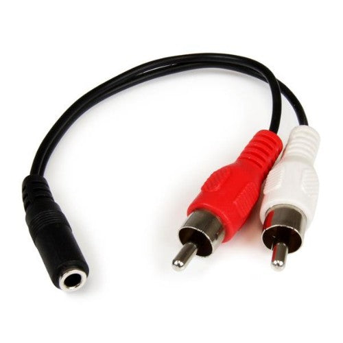 StarTech.com 0.152m 3.5mm - 2xRCA m/f audio cable 5.98" (0.152 m) Black