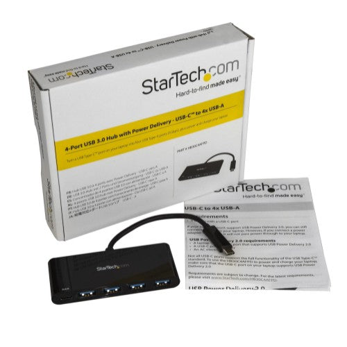 StarTech.com HB30C4AFPD interface hub USB 3.2 Gen 1 (3.1 Gen 1) Type-C 5000 Mbit/s Black