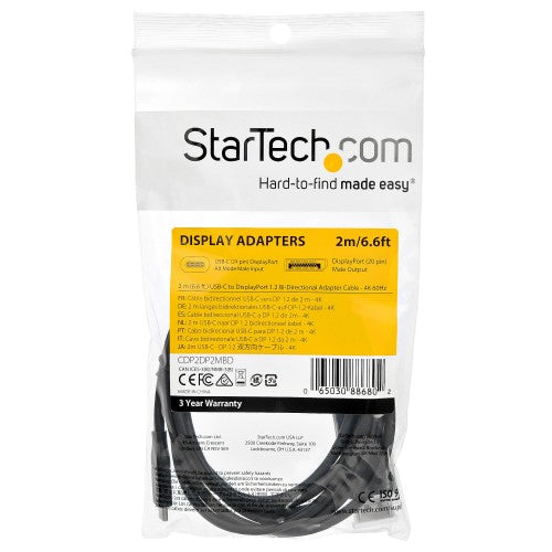 StarTech.com CDP2DP2MBD video cable adapter 78.7" (2 m) USB Type-C DisplayPort Black