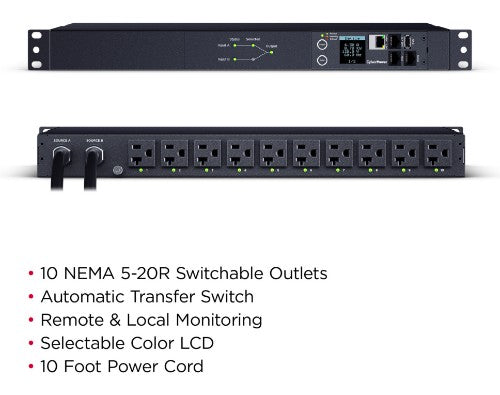 CyberPower PDU44002 power distribution unit (PDU) 10 AC outlet(s) 1U Black