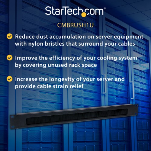 StarTech.com CMBRUSH1U rack accessory Cable management panel