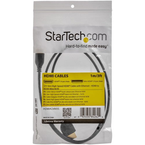 StarTech.com HDMIACMM3S HDMI cable 35.8" (0.91 m) HDMI Type A (Standard) HDMI Type C (Mini) Black
