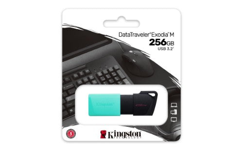 Kingston Technology DataTraveler Exodia M USB flash drive 256 GB USB Type-A 3.2 Gen 1 (3.1 Gen 1) Black, Turquoise
