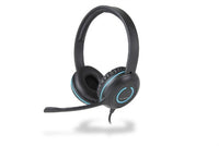 Cyber Acoustics AC5002 headphones/headset Wired Head-band Office/Call center Black, Blue