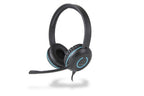 Cyber Acoustics AC5008 headphones/headset Wired Head-band Office/Call center Black, Blue