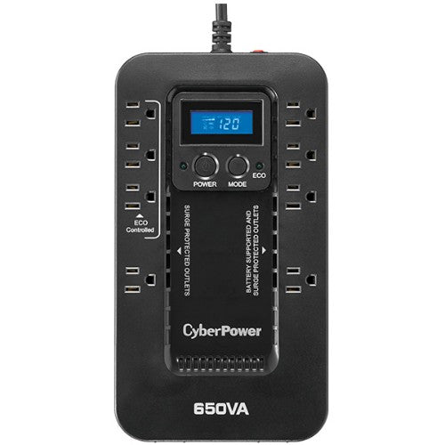 CyberPower EC650LCD uninterruptible power supply (UPS) Standby (Offline) 0.65 kVA 390 W 8 AC outlet(s)