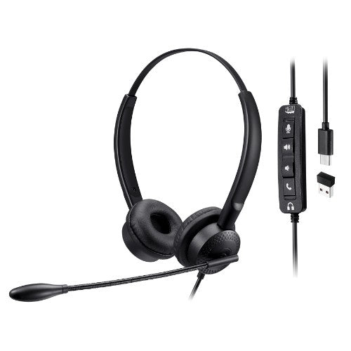 Adesso Xtream P4T-TAA Headset Wired Head-band Office/Call center USB Type-C / USB Type-A Black