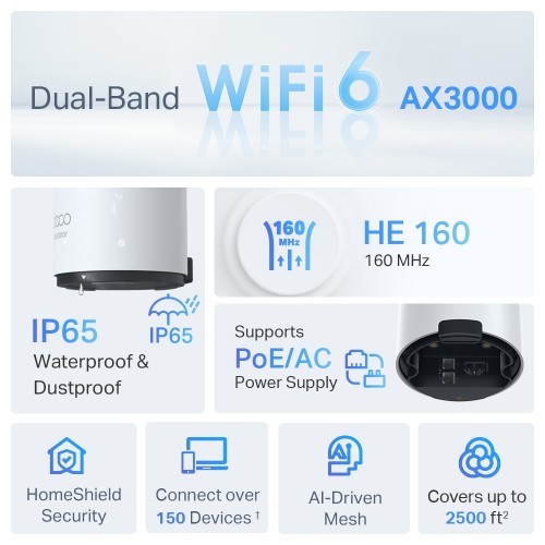 TP-Link Deco X50-Outdoor Dual-band (2.4 GHz / 5 GHz) Wi-Fi 6 (802.11ax) White 1 Internal