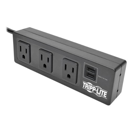 Tripp Lite TLP310USBS surge protector Black 3 AC outlet(s) 120 V 120.1" (3.05 m)