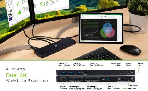 iogear GUD3C4K2TAA notebook dock/port replicator Wired Thunderbolt 4 Black