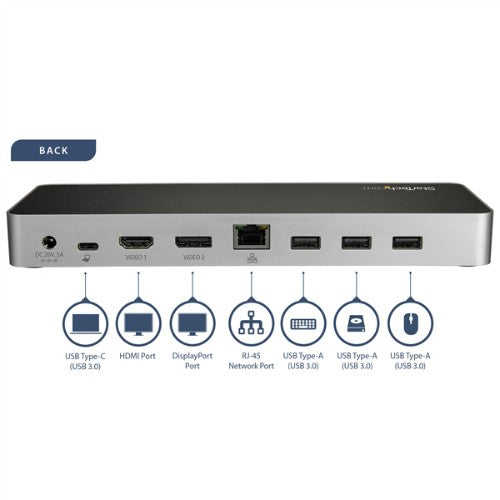 StarTech.com DK30CHDDPPD laptop dock/port replicator Wired USB 3.2 Gen 1 (3.1 Gen 1) Type-C Black, Silver