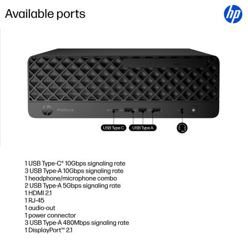 HP ProDesk 4 SFF G1i Desktop AI PC Wolf Pro Security Edition Intel Core Ultra 5 235 32 GB DDR5-SDRAM 512 GB SSD Windows 11 Pro Black