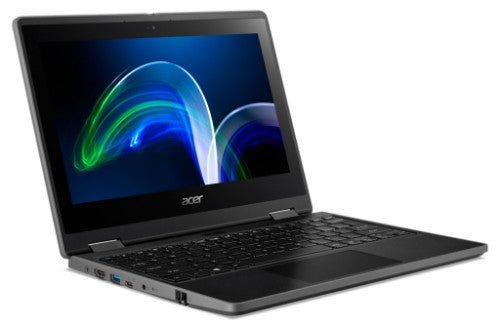 Acer TravelMate Spin B3 NX.VQWAA.005 laptop Intel® Celeron® N5100 Hybrid (2-in-1) 11.6" Touchscreen HD 4 GB DDR4-SDRAM 128 GB SSD Wi-Fi 6 (802.11ax) Windows 11 Pro Education Black