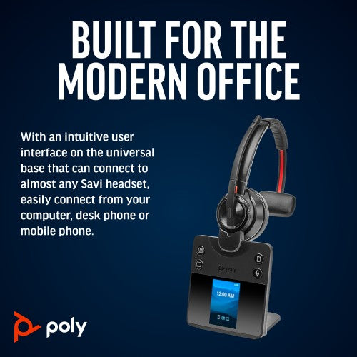 HP Poly Savi 8410 Office Monaural DECT 1920-1930 MHz Headset