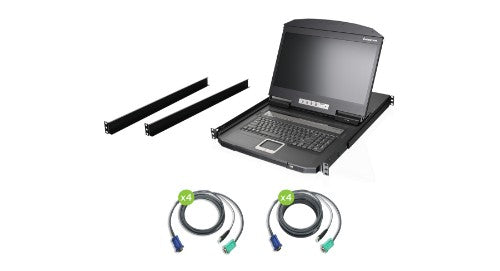 iogear GCL1908WKITU rack console 18.5" 1366 x 768 pixels Metal, Plastic Black 1U