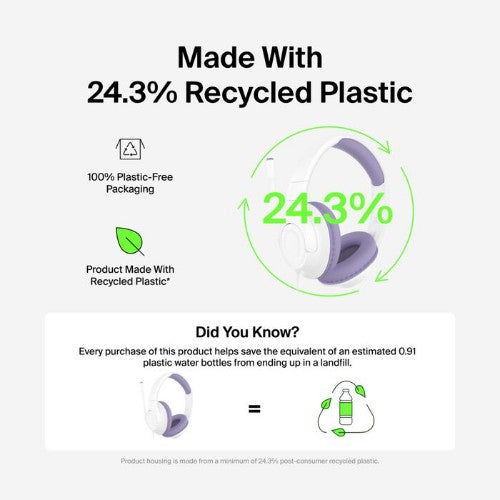 Belkin SoundForm Inspire Headset Wired Head-band USB Type-C Lavender, White