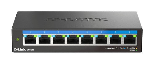 D-Link DMS-108 Unmanaged L2 2.5G Ethernet (100/1000/2500) Black