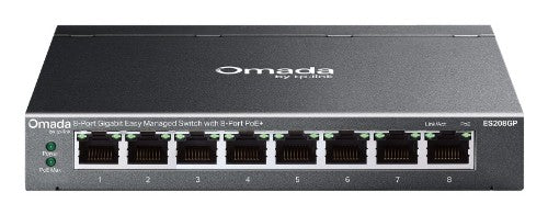 TP-Link Omada ES208GP network switch Managed L2 Gigabit Ethernet (10/100/1000) Power over Ethernet (PoE) DIN rail Black