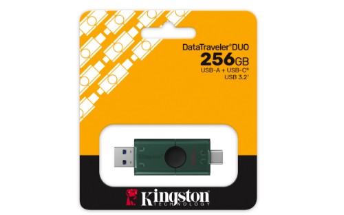 Kingston Technology DataTraveler DuoG2 USB flash drive 256 GB USB Type-A / USB Type-C 3.2 Gen 1 (3.1 Gen 1) Black, Green