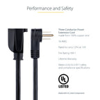StarTech.com PAC101R1 power cable Black 11.8" (0.3 m) NEMA 5-15P NEMA 5-15R