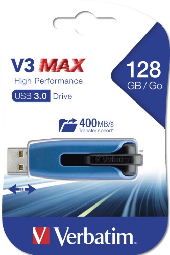 Verbatim Store 'n' Go V3 Max USB flash drive 128 GB USB Type-A 3.2 Gen 1 (3.1 Gen 1) Black, Blue