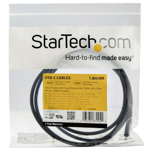 StarTech.com USB315C5C6 USB cable USB 3.2 Gen 1 (3.1 Gen 1) 70.9" (1.8 m) USB C Black