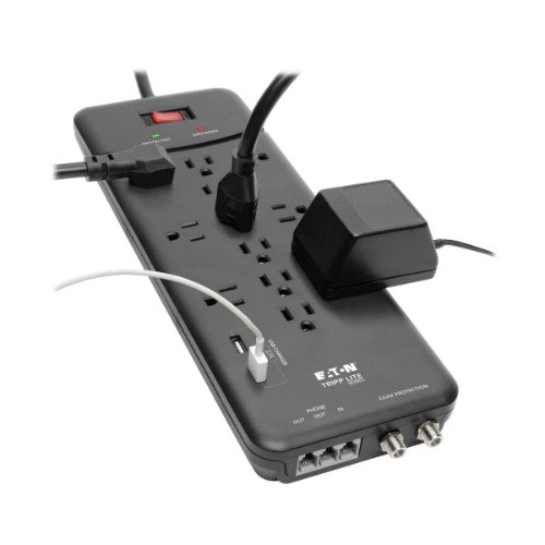 Tripp Lite TLP128TTUSBB surge protector Black 12 AC outlet(s) 110 - 125 V 96.1" (2.44 m)