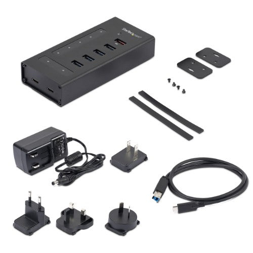 StarTech.com HB30C5A2CST interface hub USB 3.2 Gen 1 (3.1 Gen 1) Type-B 5000 Mbit/s Black