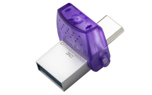Kingston Technology DataTraveler microDuo 3C USB flash drive 256 GB USB Type-A / USB Type-C 3.2 Gen 1 (3.1 Gen 1) Stainless steel, Purple