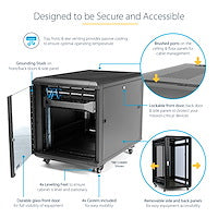 StarTech.com RK1536BKF rack cabinet 15U Freestanding rack Black