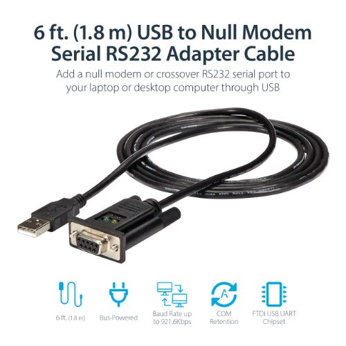 StarTech.com ICUSB232FTN serial cable Black 66.9" (1.7 m) USB Type-A DB-9