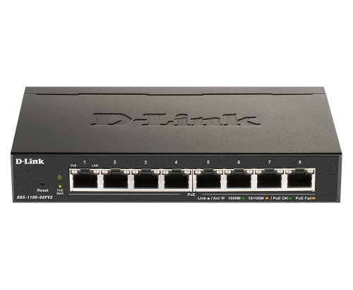 D-Link DGS-1100-08PV2/B Managed L2/L3 Gigabit Ethernet (10/100/1000) Power over Ethernet (PoE) Black
