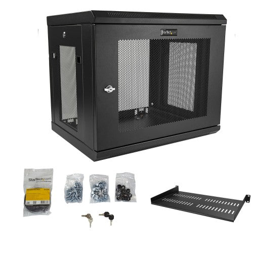 StarTech.com RK9WALM rack cabinet 9U Wall mounted rack Black