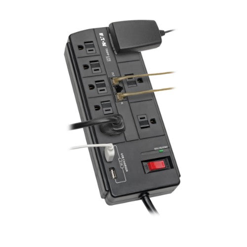 Tripp Lite TLP88TUSBB surge protector Black 8 AC outlet(s) 120 V 96.1" (2.44 m)