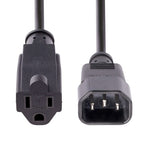 StarTech.com 1415R-3F-POWER-CORD power cable Black 39.4" (1 m) C14 coupler NEMA 5-15R