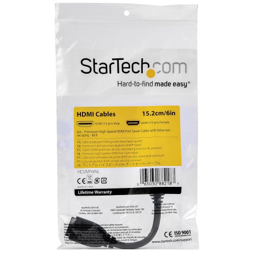 StarTech.com HD2MF6INL HDMI cable 5.98" (0.152 m) HDMI Type A (Standard) Black