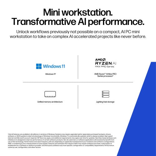 HP Z2 Mini G1a Wolf Pro Security Edition Copilot+ PC AMD Ryzen AI Max PRO PRO 385 64 GB LPDDR5x-SDRAM 1 TB SSD Windows 11 Pro Mini PC Workstation AI Workstation, AI PC Black