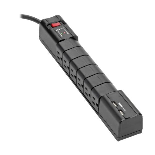 Tripp Lite TLP608RUSBB surge protector Black 6 AC outlet(s) 96.1" (2.44 m)
